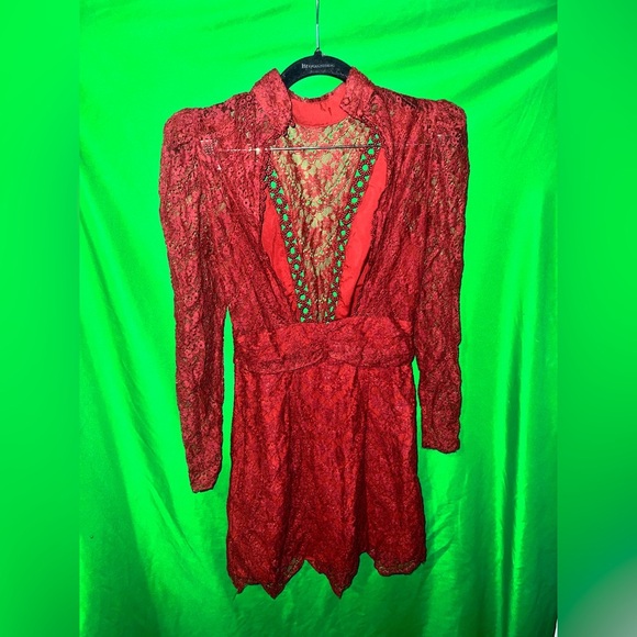 Saylor Celia Elegant Burgundy Lace Dress size XS - Picture 5 of 11